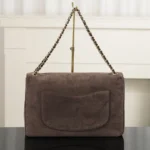 Chanel Women Maxi Flap Suede Calfskin & Gold Dark Brown - Image 5
