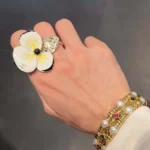 Chanel Women Ring Metal Resin Strass & Glass Pearls ABH997