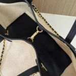 Chanel Women Small Tote Canvas Calfskin & Gold-Tone Metal-Ecru & Black - Image 6