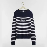 Dior Men Marinière Sweater Navy Blue and White D-Stripes Cashmere Knit