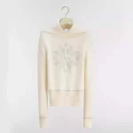 Dior Women DiorAlps Fitted Sweater Ecru Dior Snowflake Wool-Cashmere-Blend Knit