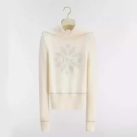 Dior Women DiorAlps Fitted Sweater Ecru Dior Snowflake Wool-Cashmere-Blend Knit