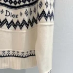 Dior Women DiorAlps Sweater Ecru Wool and Cashmere Knit with Navy Blue Fair Isle Motif