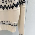 Dior Women DiorAlps Sweater Ecru Wool and Cashmere Knit with Navy Blue Fair Isle Motif