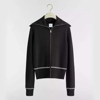 Dior Women DiorAlps Zipped Cardigan Black Virgin Wool and Cashmere Knit with Gray Dior Snowflake Motif