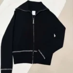 Dior Women DiorAlps Zipped Cardigan Black Virgin Wool and Cashmere Knit with Gray Dior Snowflake Motif