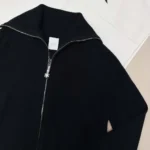 Dior Women DiorAlps Zipped Cardigan Black Virgin Wool and Cashmere Knit with Gray Dior Snowflake Motif
