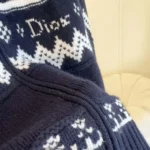 Dior Women DiorAlps Zipped Cardigan Navy Blue Virgin Wool-Cashmere-Blend Jacquard