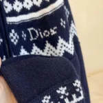 Dior Women DiorAlps Zipped Cardigan Navy Blue Virgin Wool-Cashmere-Blend Jacquard