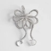 Dior Women Infinity Bow Brooch Silver-Finish Metal and Crystals