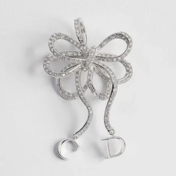 Dior Women Infinity Bow Brooch Silver-Finish Metal and Crystals
