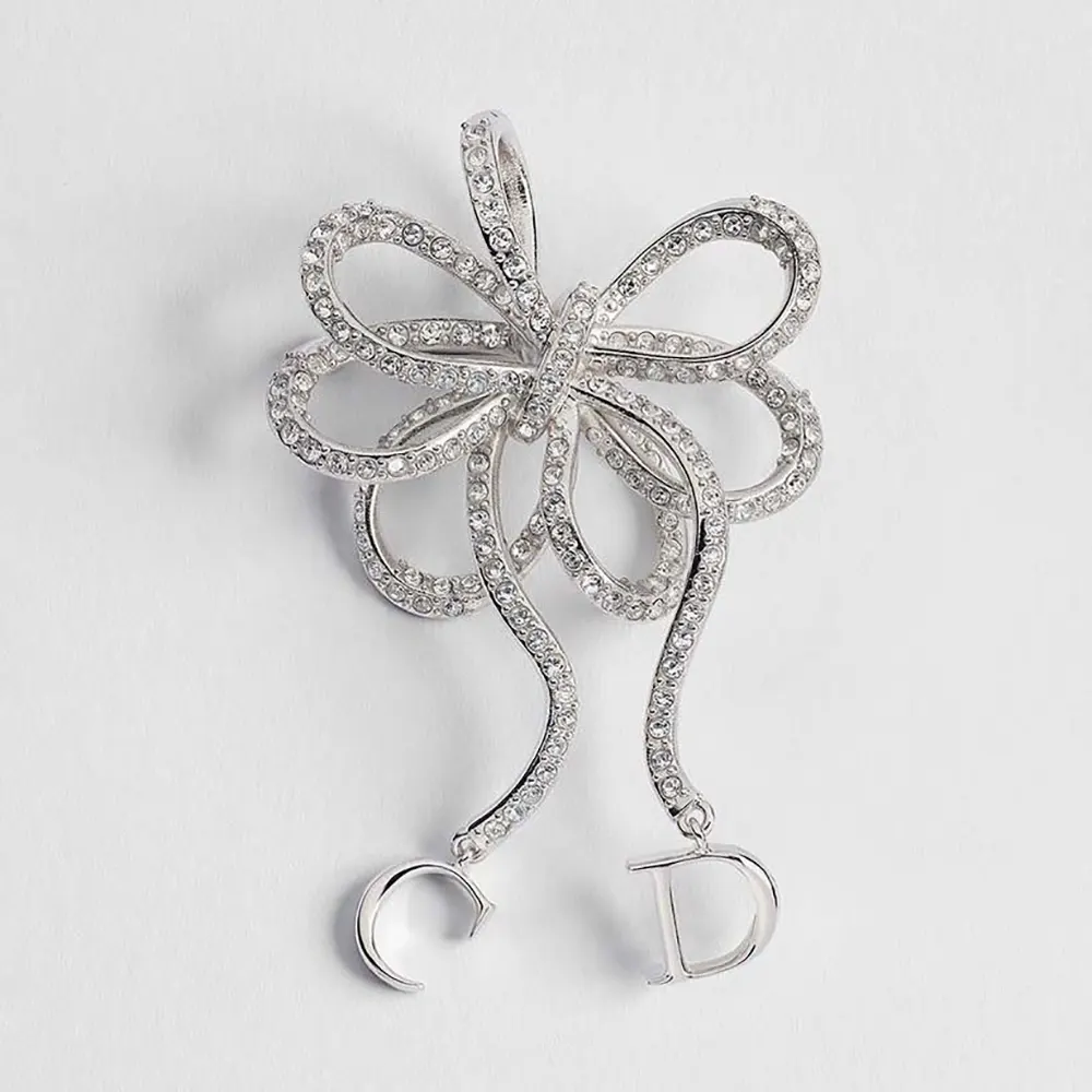 Dior Women Infinity Bow Brooch Silver-Finish Metal and Crystals (1) Dior Women Infinity Bow Brooch Silver-Finish Metal and Crystals