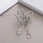 Dior Women Infinity Bow Brooch Silver-Finish Metal and Crystals
