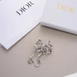 Dior Women Infinity Bow Brooch Silver-Finish Metal and Crystals
