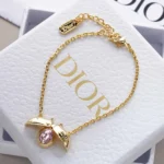 Dior Women Lady Spark Bracelet Gold-Finish Metal Crystals and Pink Crystal