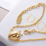 Dior Women Lady Spark Bracelet Gold-Finish Metal Crystals and Pink Crystal