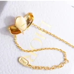 Dior Women Lady Spark Bracelet Gold-Finish Metal Crystals and Pink Crystal