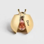 Dior Women Lady Spark Brooch Gold-Finish Metal Crystals and Pink Crystal