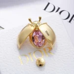 Dior Women Lady Spark Brooch Gold-Finish Metal Crystals and Pink Crystal