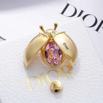 Dior Women Lady Spark Brooch Gold-Finish Metal Crystals and Pink Crystal