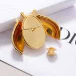 Dior Women Lady Spark Brooch Gold-Finish Metal Crystals and Pink Crystal