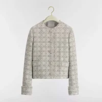 Dior Women Macrocannage Jacket Gray Sequin-Embroidered Wool-Blend Tweed