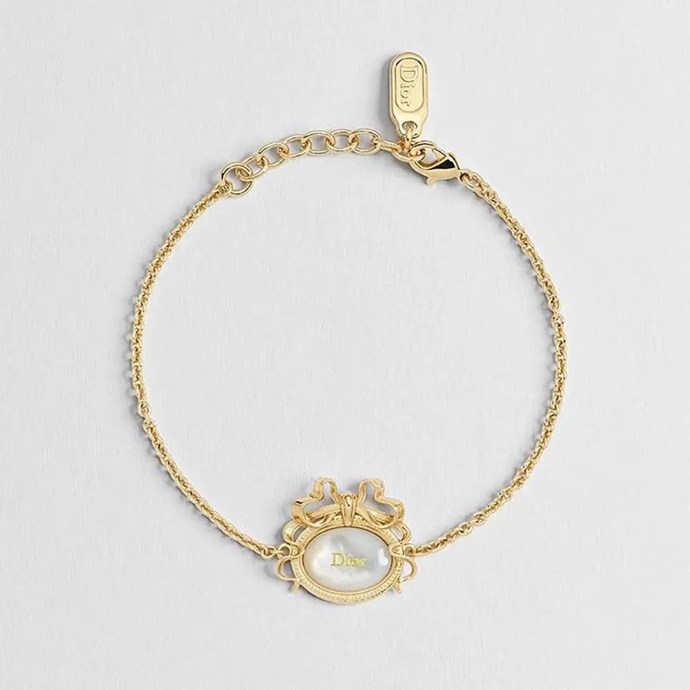 Dior Women Médaillon Bracelet Gold-Finish Metal and White Mother-of-Pearl (1) Dior Women Médaillon Bracelet Gold-Finish Metal and White Mother-of-Pearl