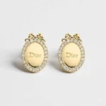 Dior Women Médaillon Earrings Gold-Finish Metal and Crystals
