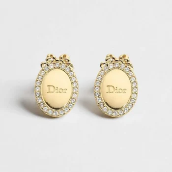 Dior Women Médaillon Earrings Gold-Finish Metal and Crystals