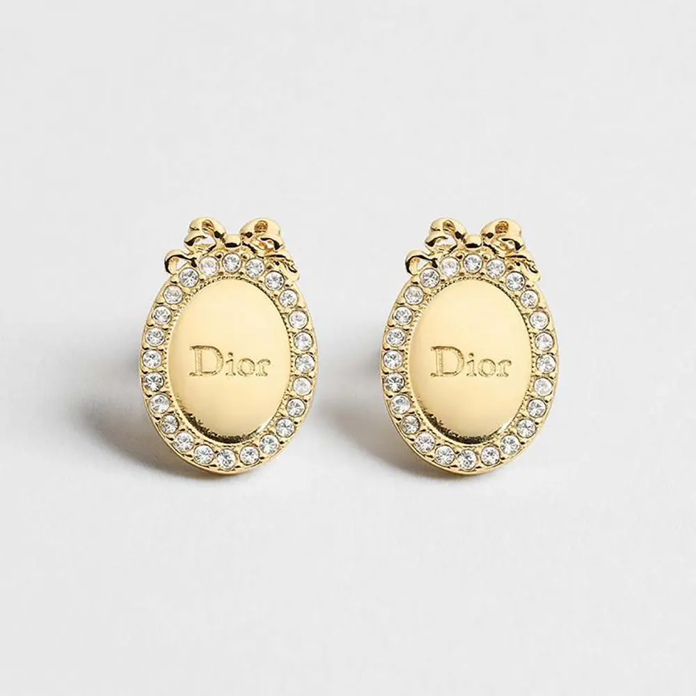 Dior Women Médaillon Earrings Gold-Finish Metal and Crystals (1) Dior Women Médaillon Earrings Gold-Finish Metal and Crystals