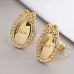 Dior Women Médaillon Earrings Gold-Finish Metal and Crystals