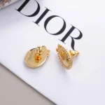 Dior Women Médaillon Earrings Gold-Finish Metal and Crystals