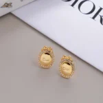 Dior Women Médaillon Earrings Gold-Finish Metal and Crystals