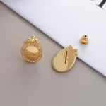Dior Women Médaillon Earrings Gold-Finish Metal and Crystals