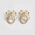 Dior Women Médaillon Earrings Gold-Finish Metal and White Mother-of-Pearl