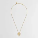 Dior Women Médaillon Necklace Gold-Finish Metal and White Mother-of-Pearl
