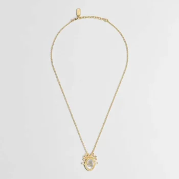 Dior Women Médaillon Necklace Gold-Finish Metal and White Mother-of-Pearl