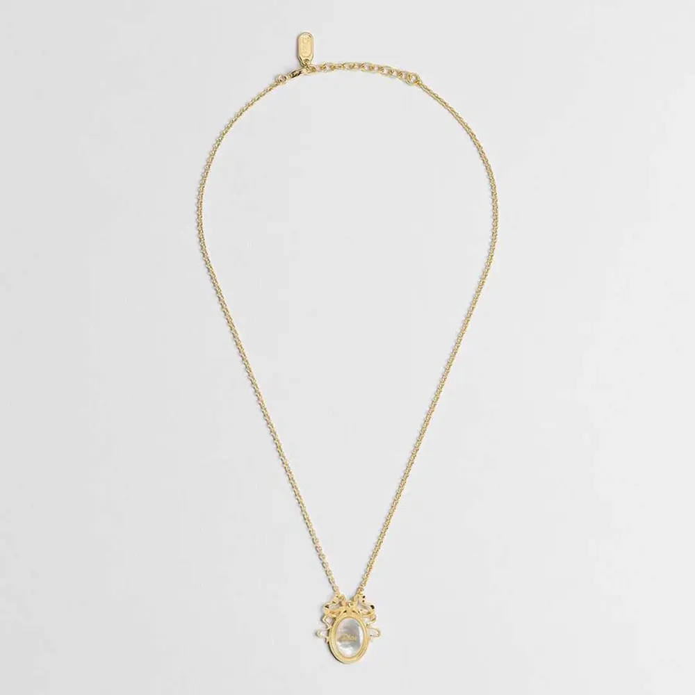 Dior Women Médaillon Necklace Gold-Finish Metal and White Mother-of-Pearl (1) Dior Women Médaillon Necklace Gold-Finish Metal and White Mother-of-Pearl