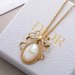 Dior Women Médaillon Necklace Gold-Finish Metal and White Mother-of-Pearl