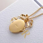 Dior Women Médaillon Necklace Gold-Finish Metal and White Mother-of-Pearl