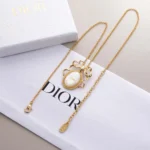 Dior Women Médaillon Necklace Gold-Finish Metal and White Mother-of-Pearl