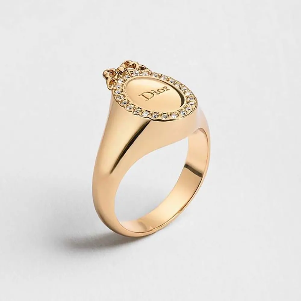 Dior Women Médaillon Ring Gold-Finish Metal and Crystals (1) Dior Women Médaillon Ring Gold-Finish Metal and Crystals