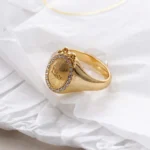 Dior Women Médaillon Ring Gold-Finish Metal and Crystals