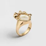 Dior Women Médaillon Ring Gold-Finish Metal and White Mother-of-Pearl