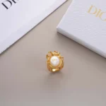 Dior Women Médaillon Ring Gold-Finish Metal and White Mother-of-Pearl