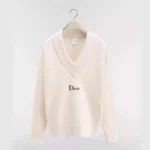 Dior Women Oversized Sweater White Wool and Cashmere Ribbed Knit