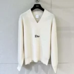 Dior Women Oversized Sweater White Wool and Cashmere Ribbed Knit