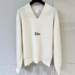Dior Women Oversized Sweater White Wool and Cashmere Ribbed Knit
