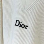 Dior Women Oversized Sweater White Wool and Cashmere Ribbed Knit