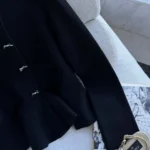 Dior Women Peplum Jacket Black Virgin Wool-Blend Knit